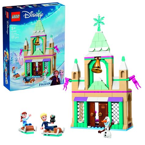 Detailný pohľad na hrad Arendelle a minifigúrky Anny a Elsy
