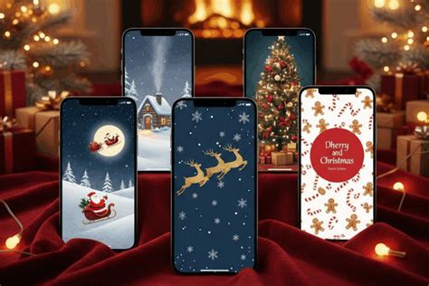 Ilustračná fotografia rôznych vianočných tapiet na mobile.