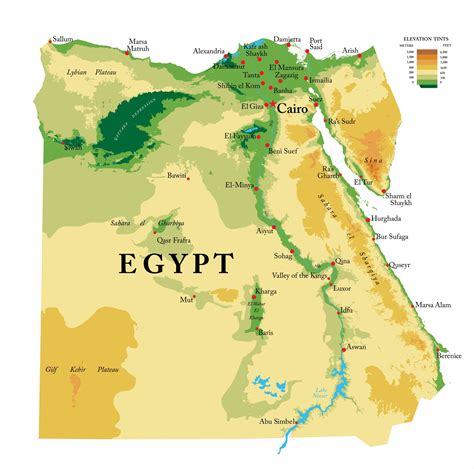 Klimatická mapa Egypta s vyznačenými teplotami pre jednotlivé regióny
