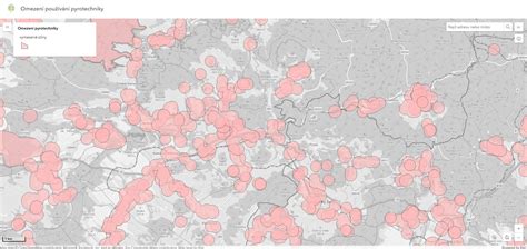 Mapa Slovenska s vyznačenými zónami zákazu pyrotechniky okolo nemocníc, útulkov a ZOO