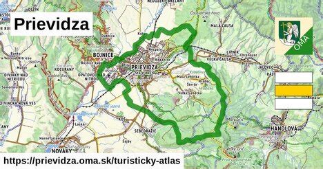Mapa okresu Prievidza s vyznačenými potenciálnymi miestami na svadbu