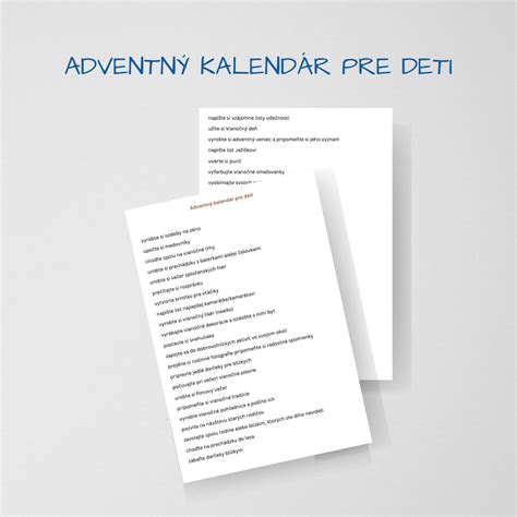 Príklady obsahu pre personalizovaný adventný kalendár pre deti aj dospelých.