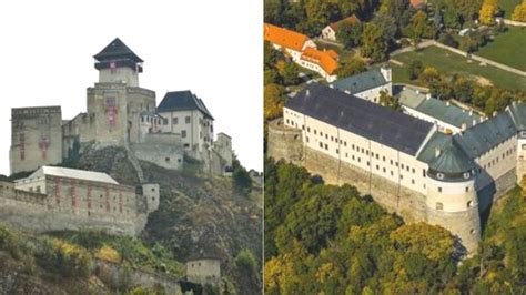 Fotografie historických zámkov, stodôl a záhrad upravených pre vintage svadbu