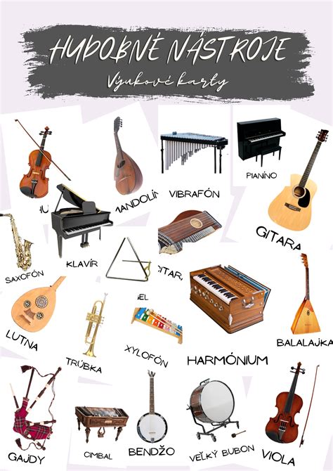 Ilustrácia zobrazujúca rôzne hudobné nástroje a noty, symbolizujúce hudobnú vášeň.