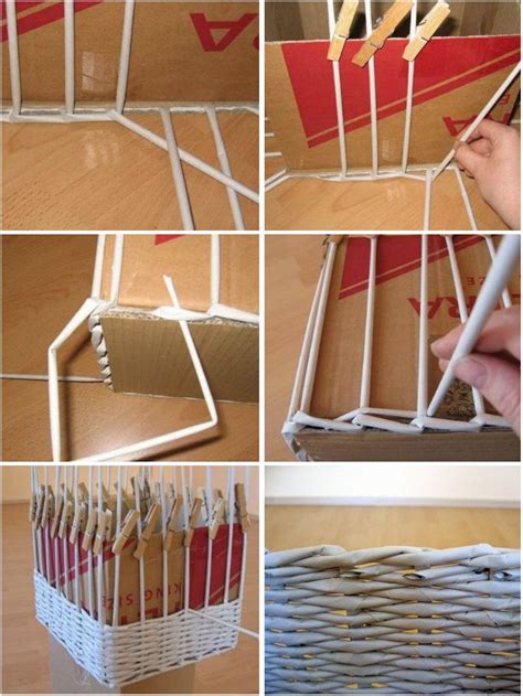 Ukážka pleteného košíka z farebného papiera a špajdli