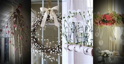 Koláž jarných dekorácií vrátane papierových medvedíkov a plstených motýľov