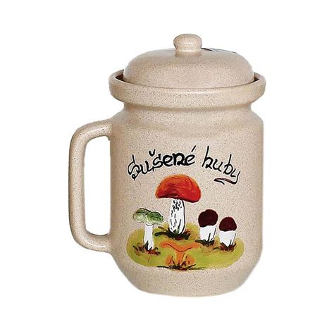 Ručne vyrobená keramická dóza na sušené huby s objemom 1 liter