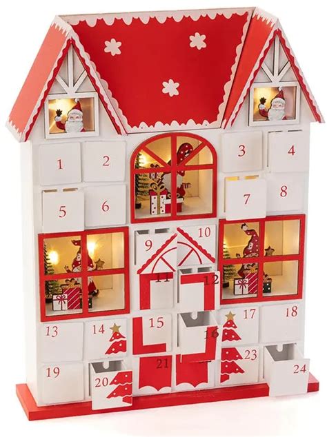 Drevený adventný kalendár s 24 plniteľnými zásuvkami a magnetickým zatváraním