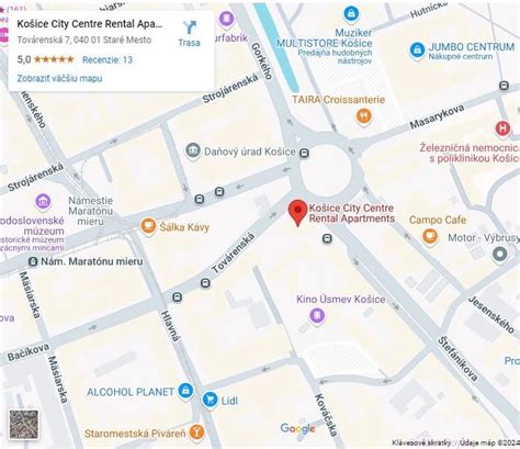 Mapa vianočnej výzdoby v centre Košíc