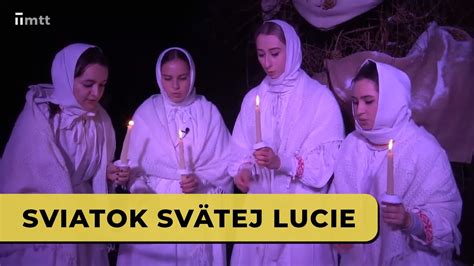 ilustrácia sprievodu Svätej Lucie s deťmi v bielych šatách a sviečkami