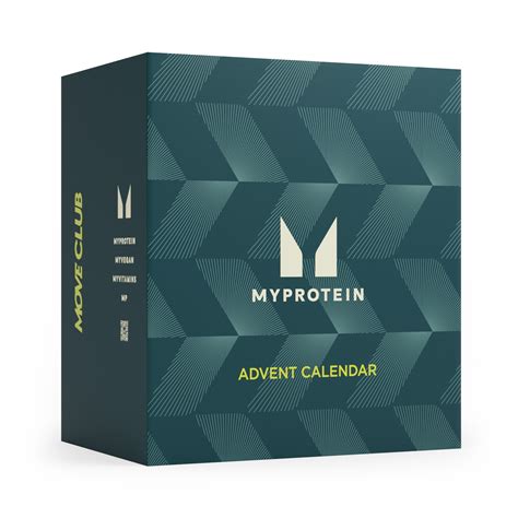 Koláž rôznych produktov z vianočného kalendára Myprotein: proteínové tyčinky, prášky, doplnky