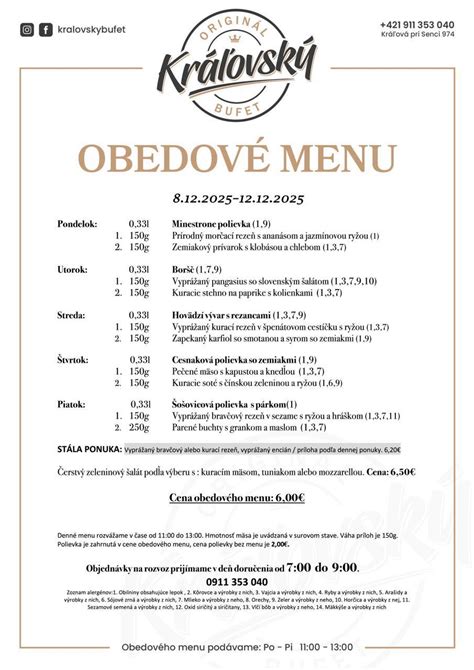 Výber chutných jedál a dezertov z menu reštaurácie Palatín
