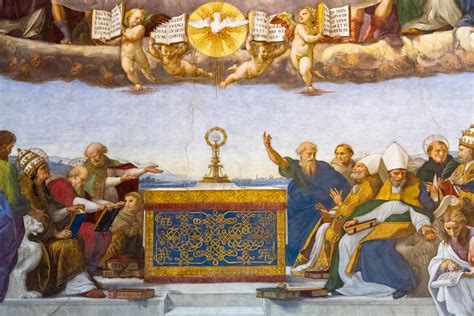 Grafika zobrazujúca historické a súčasné spôsoby prijímania Eucharistie (do úst a do rúk)