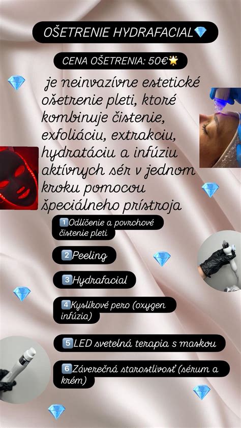 Infografika procesu ošetrenia pleti Hydrafacial
