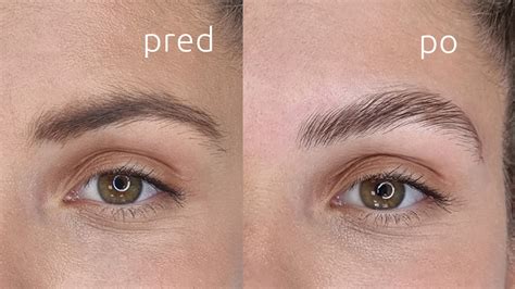 Pred a po porovnanie púdrového obočia (powder brows)
