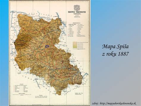 Historická mapa Spiša z obdobia 19. storočia