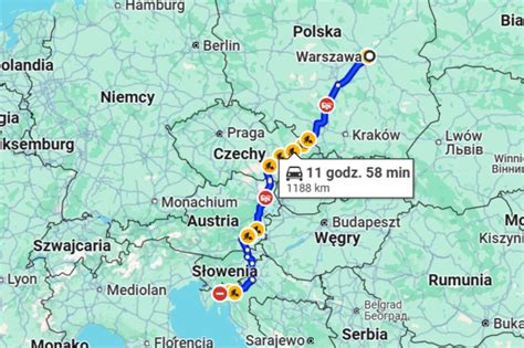 Mapa trasy vlaku z Montreux do Benátok