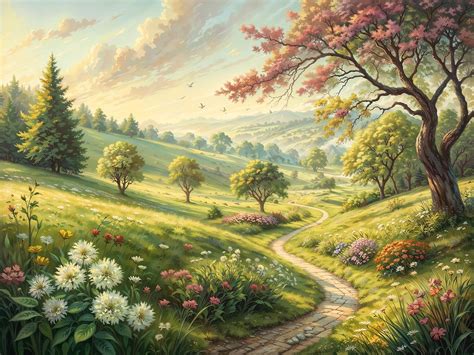 Kvitnúca jarná krajina symbolizujúca sviežosť a obnovu