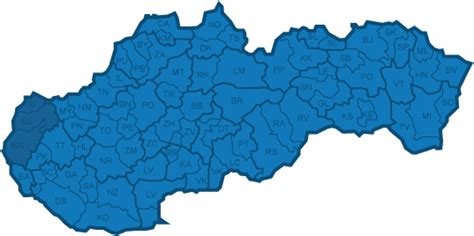 mapa regiónu Záhorie s vyznačenými obcami
