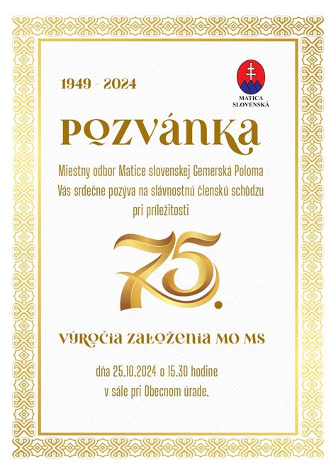 Slávnostná atmosféra členskej schôdze MO MS v Gemerskej Polome