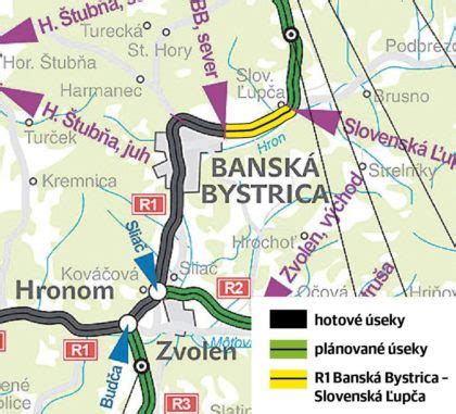 mapa Banskej Bystrice s vyznačenou trasou fašiangového sprievodu