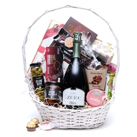 Ilustrácia rôznych typov darčekových košov a ich obsahu