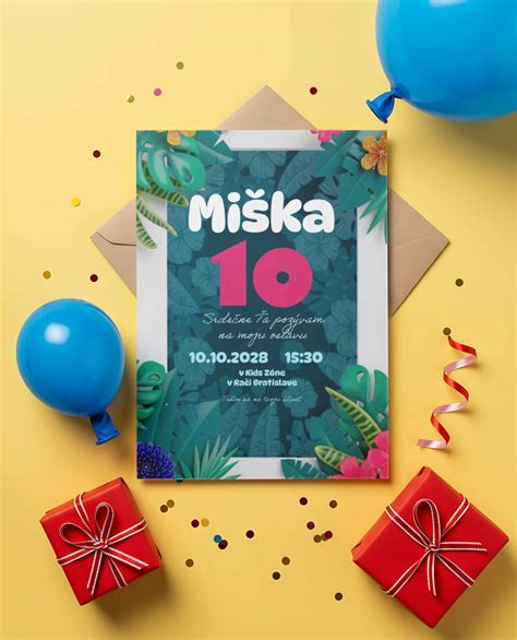 Koláž rôznych typov pozvánok na detskú oslavu