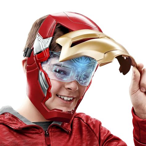 infografika s detailmi rôznych komponentov kostýmu Iron Man (overal, maska, rukavice)