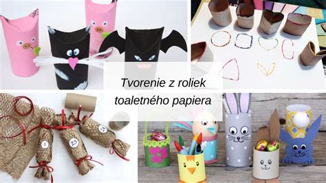 Ilustrácia rôznych papierových dekorácií vyrobených z recyklovaných materiálov, ako sú rolky z toaletného papiera a noviny.