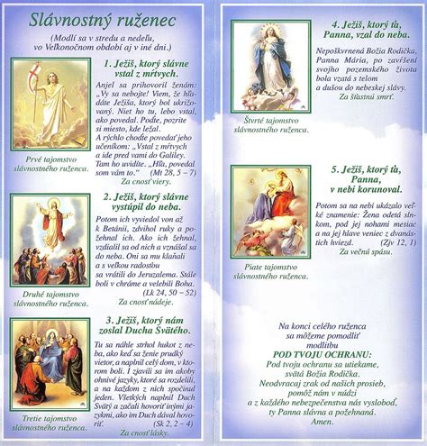 Inforgrafika zobrazujúca štyri časti ruženca: radostný, svetla, bolestný a slávnostný
