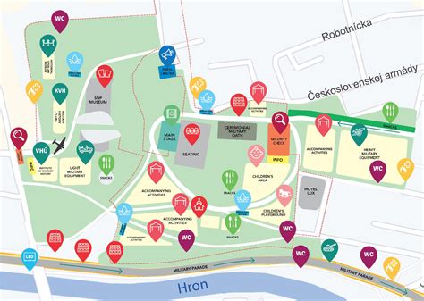 Mapa areálu Pamätníka SNP s vyznačenými stanovišťami