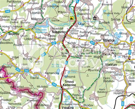 Mapa Myjavy a okolia s vyznačenými kopanicami a historickými cestami