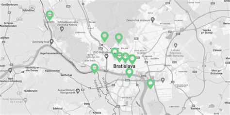 mapa Bratislavy s vyznačenými miestami konania halloweenskych akcií