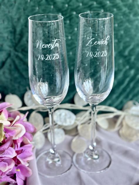 Gravírované poháre na šampanské s menami