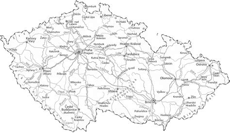 Mapa Českej republiky s vyznačenými regiónmi