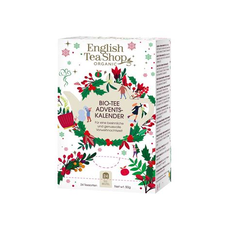 Ilustrácia balenia English Tea Shop Biely adventný kalendár s bio čajmi a vianočným motívom