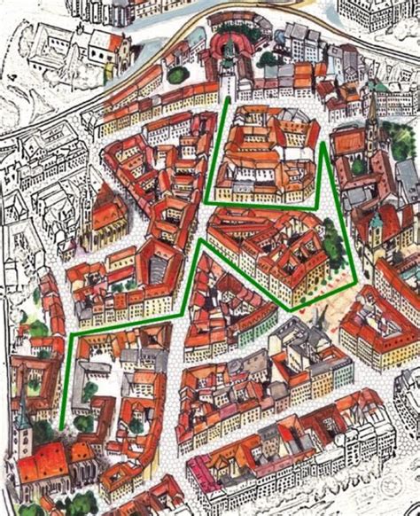 Mapa korunovačnej cesty v Bratislave v 18. storočí