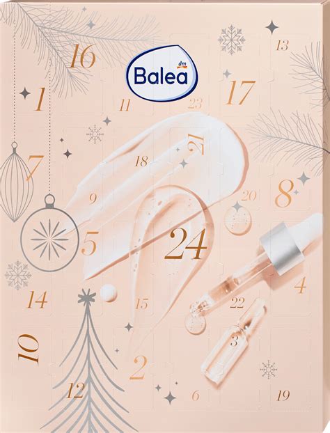 Detailný záber na adventný kalendár Balea v doružova ladenom vianočnom balení