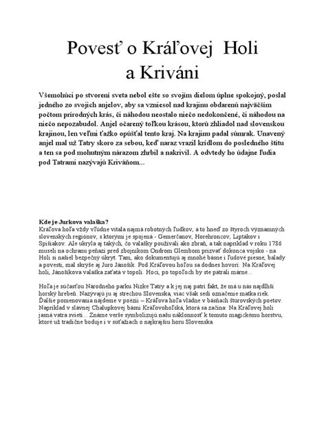 Ilustrácia legendy o Kráľovej holi a Kriváni