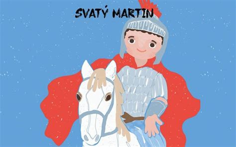 ilustrácia svätého Martina na koni, ktorý sa delí o svoj plášť so žobrákom