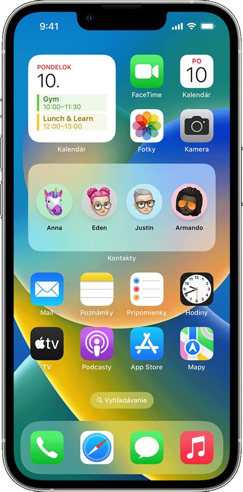 Príklad rôznych widgetov aplikácie Meniny a mená na ploche Androidu