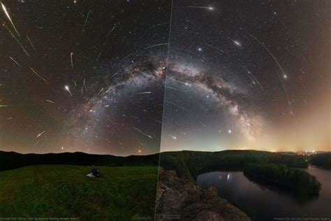 Ilustračná fotografia nočnej oblohy s padajúcimi meteoritmi
