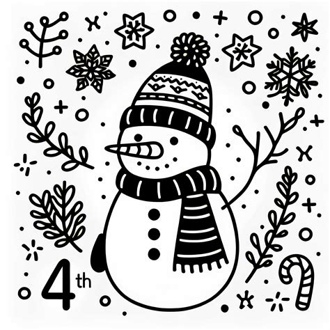 detská omaľovánka s jednoduchým motívom snehuliaka s hrubými obrysmi