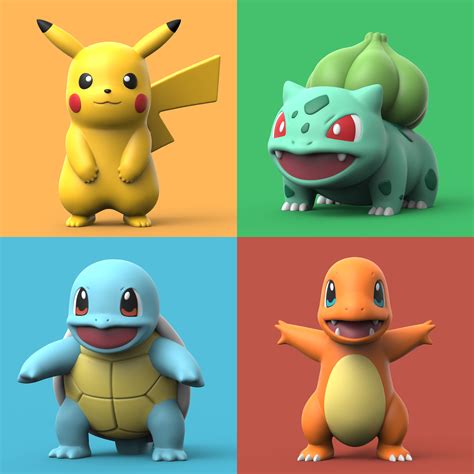masky Pokémon postáv (Pikachu, Bulbasaur, Charmander)