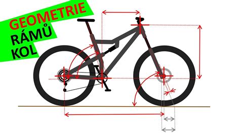 Schéma horského bicykla s vyznačenou geometriou rámu