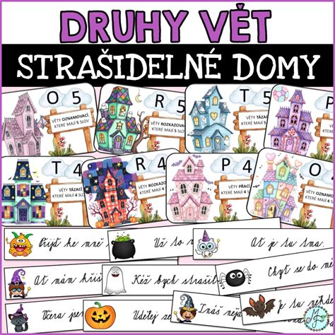 kolekcia rôznorodých halloweenskych motívov na vyfarbovanie: dýne, čarodejnice a strašidelné domy