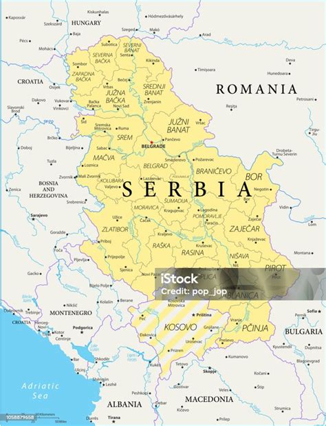 Mapa Srbska s vyznačeným Belehradom (ilustrácia k tajnému sobášu)