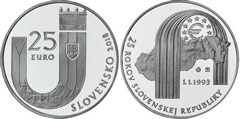 Strieborná zberateľská minca v nominálnej hodnote 25 eur venovaná 25. výročiu vzniku SR