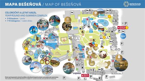 Mapa aquaparku s vyznačenými bazénmi a toboganmi