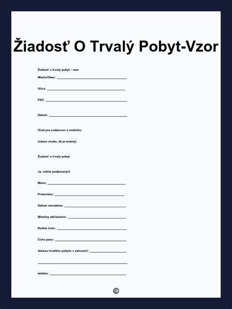 Dokumenty pre žiadosť o pobyt